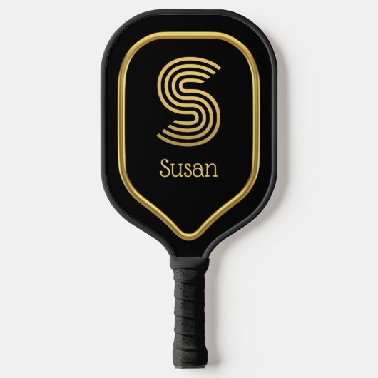 S Gold Initiaal Pickleball Paddle (Voorkant)
