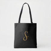 S goud op zwart monogram tote bag (Voorkant)