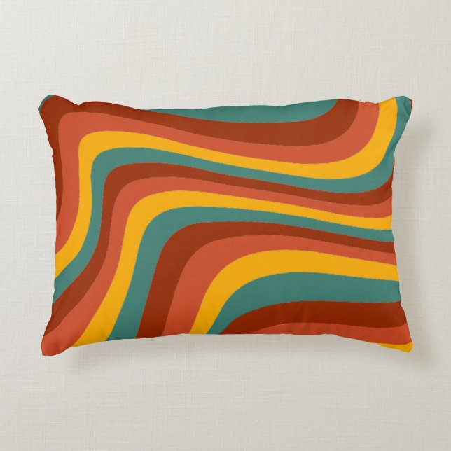S Groovy Wavy 70s patroon Accent Kussen (Voorkant)
