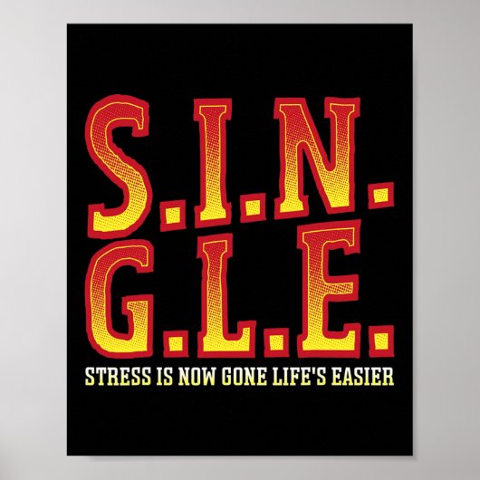 S.i.n.g.l.e Stress is nu weg Happy Singles Aware Poster (Voorkant)