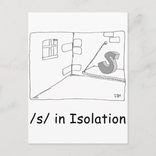 S in isolatie briefkaart (Voorkant)