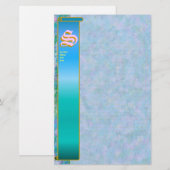 S Initiaal "Blue Garden" Initiaal "Fine Lined" Briefpapier (Voorkant / Achterkant)