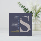 S Initiaal Collectie Bat Bar Mitzvah Uitnodiging (Staand voorkant)