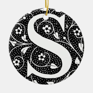 S initiaal  florale suspensie keramisch ornament