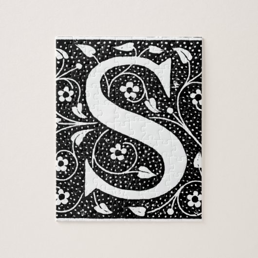 S initiaal  florale suspensie legpuzzel (Verticaal)