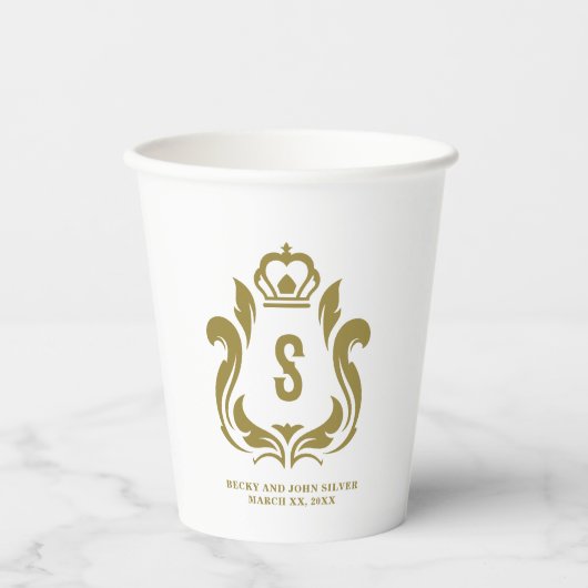 S Initial Gouden Kuif Papier bekers (Voorkant)