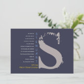 S Initiële Collectie Bat Bar Mitswa Uitnodiging (Staand voorkant)