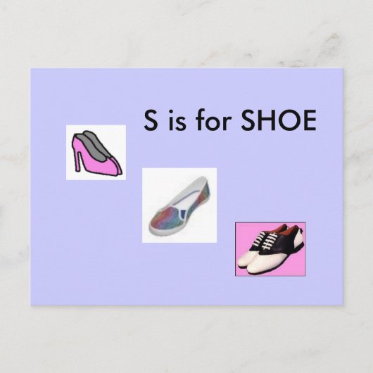 "S" is bestemd voor de Shoe Alphabet Flashcard Briefkaart (Voorkant)