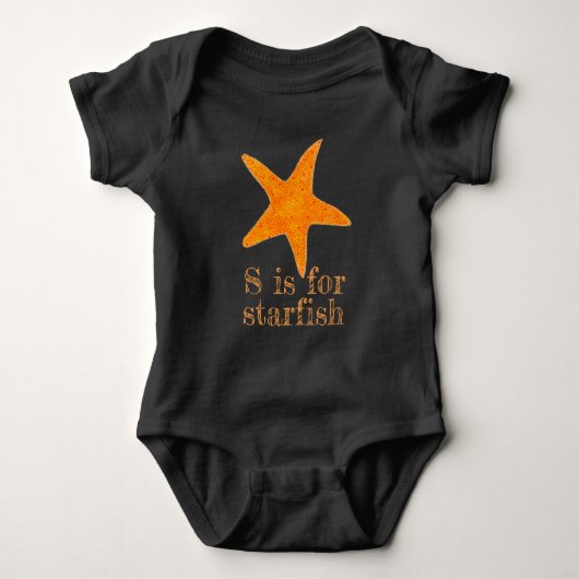 S is voor Oranje sterren van Starfish Beach Shell Romper (Voorkant)