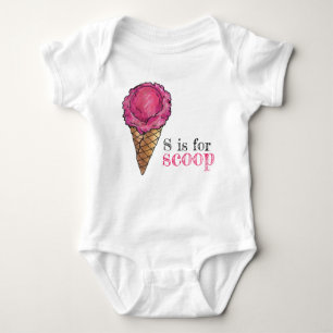 S is voor Scoop Pink Strawberry Ice Cone Romper