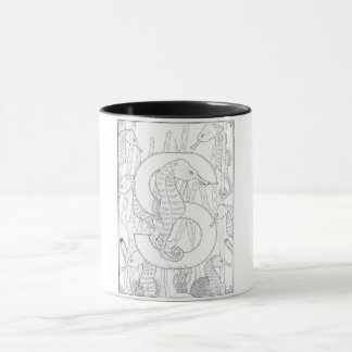 S is voor Seahorse Monogram Mok