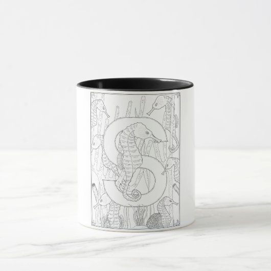 S is voor Seahorse Monogram Mok (Midden)