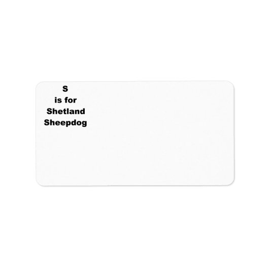 S Is Voor Shetland Sheepdog Etiket (Voorkant)