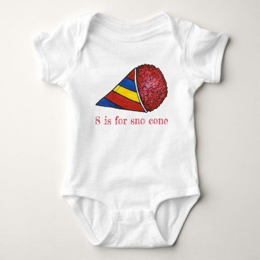 S is voor Sno Cone Red Cherry Ice Snocone Alphabet Romper (Voorkant)
