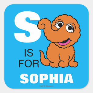 S is voor Snuffleupagus   Voeg je naam toe Vierkante Sticker
