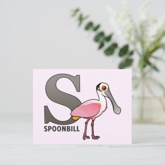 S is voor Spoonbill Briefkaart (Staand voorkant)