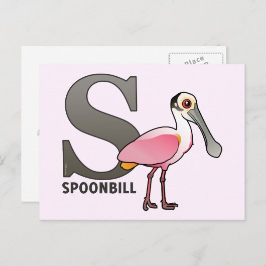 S is voor Spoonbill Briefkaart (Voorkant / Achterkant)