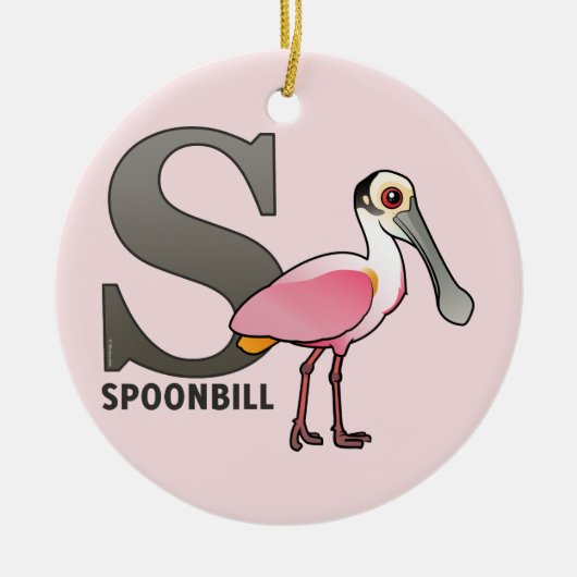 S is voor Spoonbill Keramisch Ornament (Voorkant)