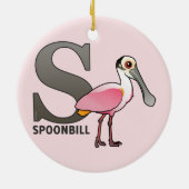 S is voor Spoonbill Keramisch Ornament (Achterkant)