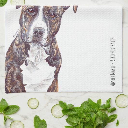 S is voor Staffordshire Bull Terrier Theedoek (Gevouwen)