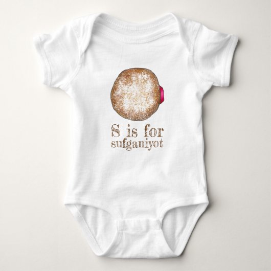 S is voor Sufganiyot Jelly Donut Doughnut Hanukkah Romper (Voorkant)