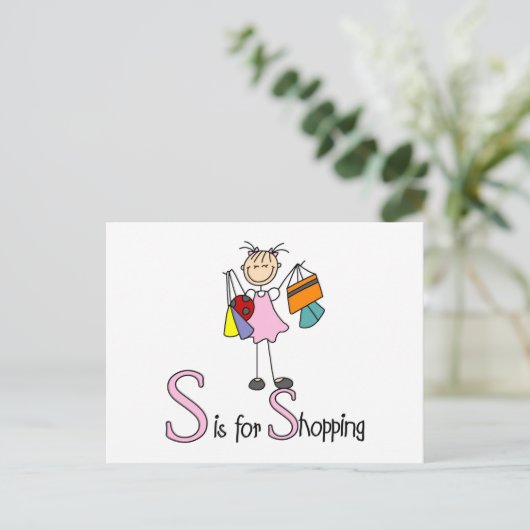 S is voor winkelen briefkaart (Staand voorkant)
