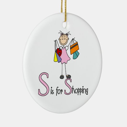 S is voor winkelen keramisch ornament (Rechts)