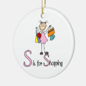 S is voor winkelen keramisch ornament (Links)