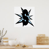 S letter als striptekening S initialen alfabet Poster (Keuken)