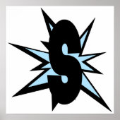 S letter als striptekening S initialen alfabet Poster (Voorkant)