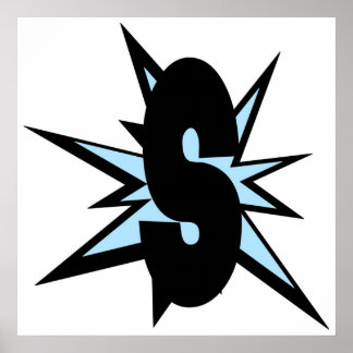 S letter als striptekening S initialen alfabet Poster