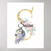 S letter gepersonaliseerde naam monogram met paard poster (Voorkant)