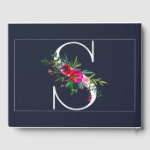 S Letter Initiële Monogram Bloem Naam Bruiloft Gastenboek (Achterkant)