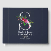 S Letter Initiële Monogram Bloem Naam Bruiloft Gastenboek (Voorkant)