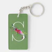 S Letter Initiële Monogram Bloemmotief Aangepaste Sleutelhanger (achterkant)