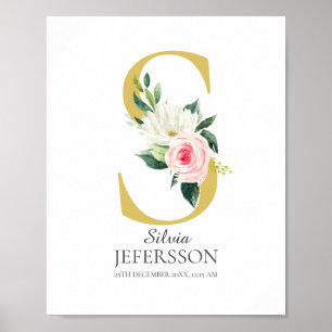 S Letter-monogram met Poster bloemen