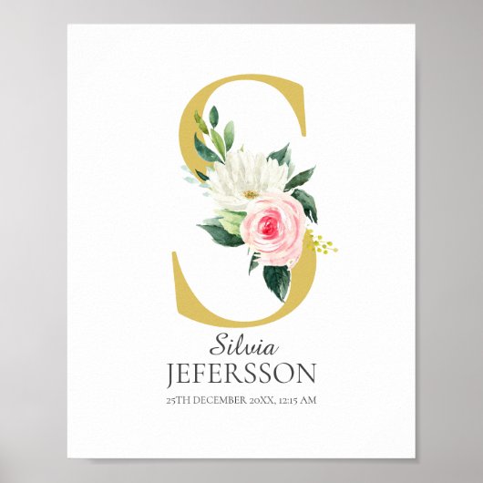 S Letter-monogram met Poster bloemen (Voorkant)
