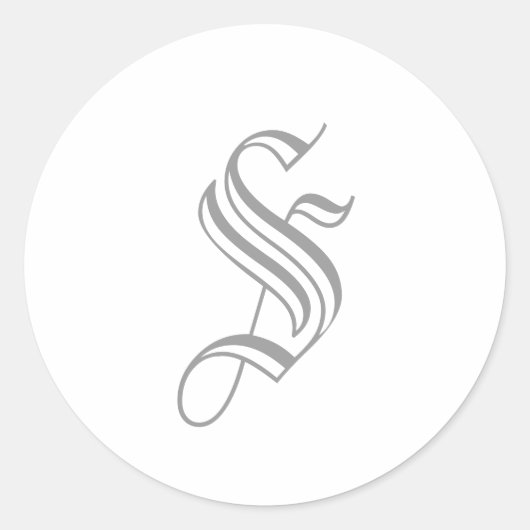 S Letter Monogram Sticker Grijs Oud Engels (Voorkant)