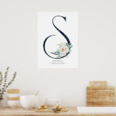 S Letter Monogram White Flowers and Greenery Poster (Keuken)