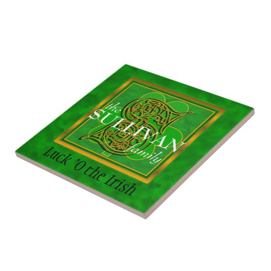 S "Luck of the Irish" Family Custom Monogram Tile Tegeltje (Zijkant)