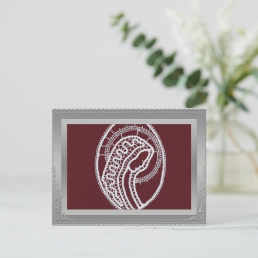 S. Mary Elegant Silver Border lijst, aangepaste fo Briefkaart (Staand voorkant)