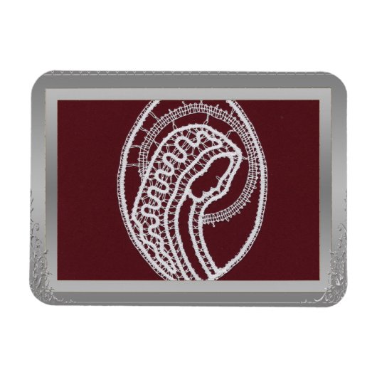 S. Mary Elegant Silver Border lijst, aangepaste fo Magneet (Horizontaal)