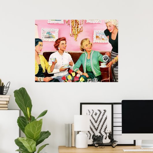 's middags Tea Mid Century Modern Art medium Poster (Thuiskantoor)