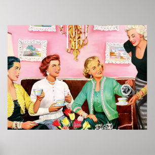 's middags Tea Mid Century Modern Art medium Poster