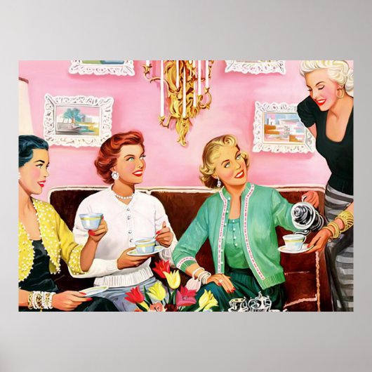 's middags Tea Mid Century Modern Art medium Poster (Voorkant)