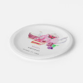 's middags Tea Party Script Elegant Pink Birthday Papieren Bordje (Gekanteld)