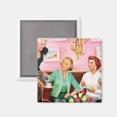 's middags Tea Square Magnet uit 1950 (Voorkant / Achterkant)