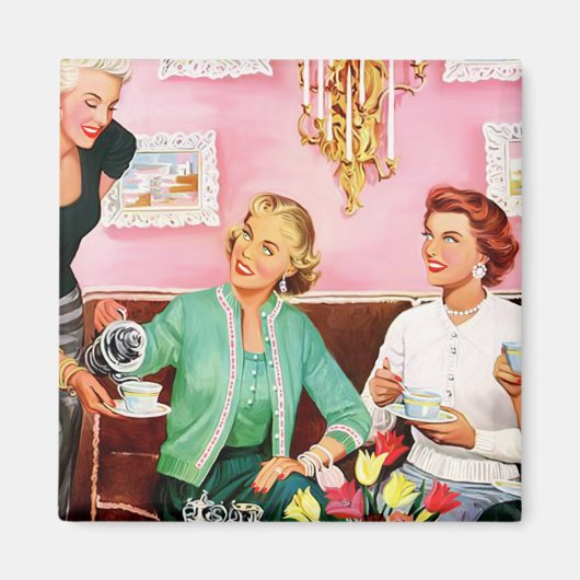 's middags Tea Square Magnet uit 1950 (Voorkant)