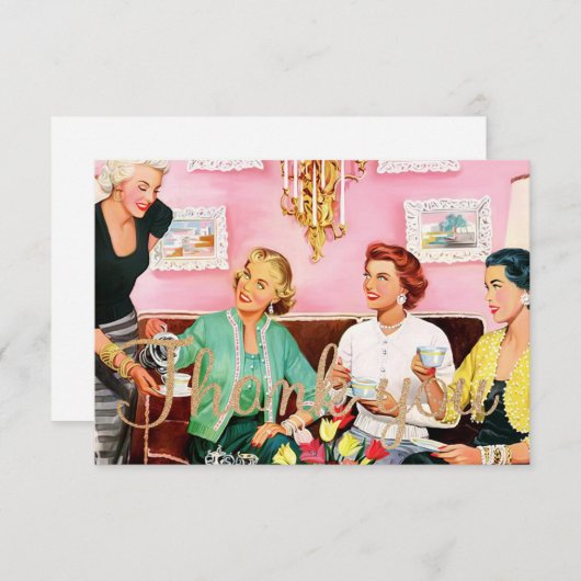 's middags Tea van 1950 Bedankkaart (Voorkant / Achterkant)