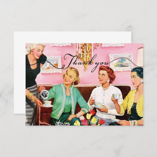 's middags Tea van 1950 Bedankkaart (Voorkant / Achterkant)